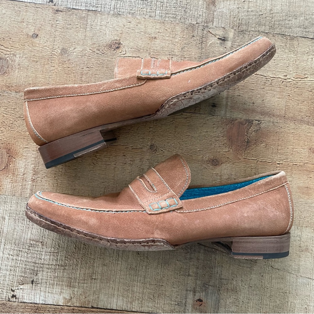 Donald J Pliner NAIM Waxy Suede Shoes with Aqua Terry Lining NEW mens 11 - Picture 9 of 11